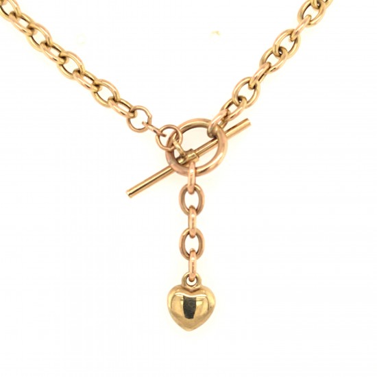 Pre Owned 9ct T Bar and Heart Necklet ZX927